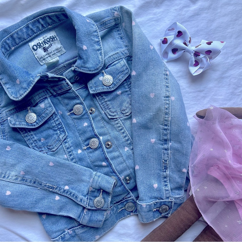 Valentines Day Hearts Osh Kosh B’Gosh Girls Denim Jacket 3T